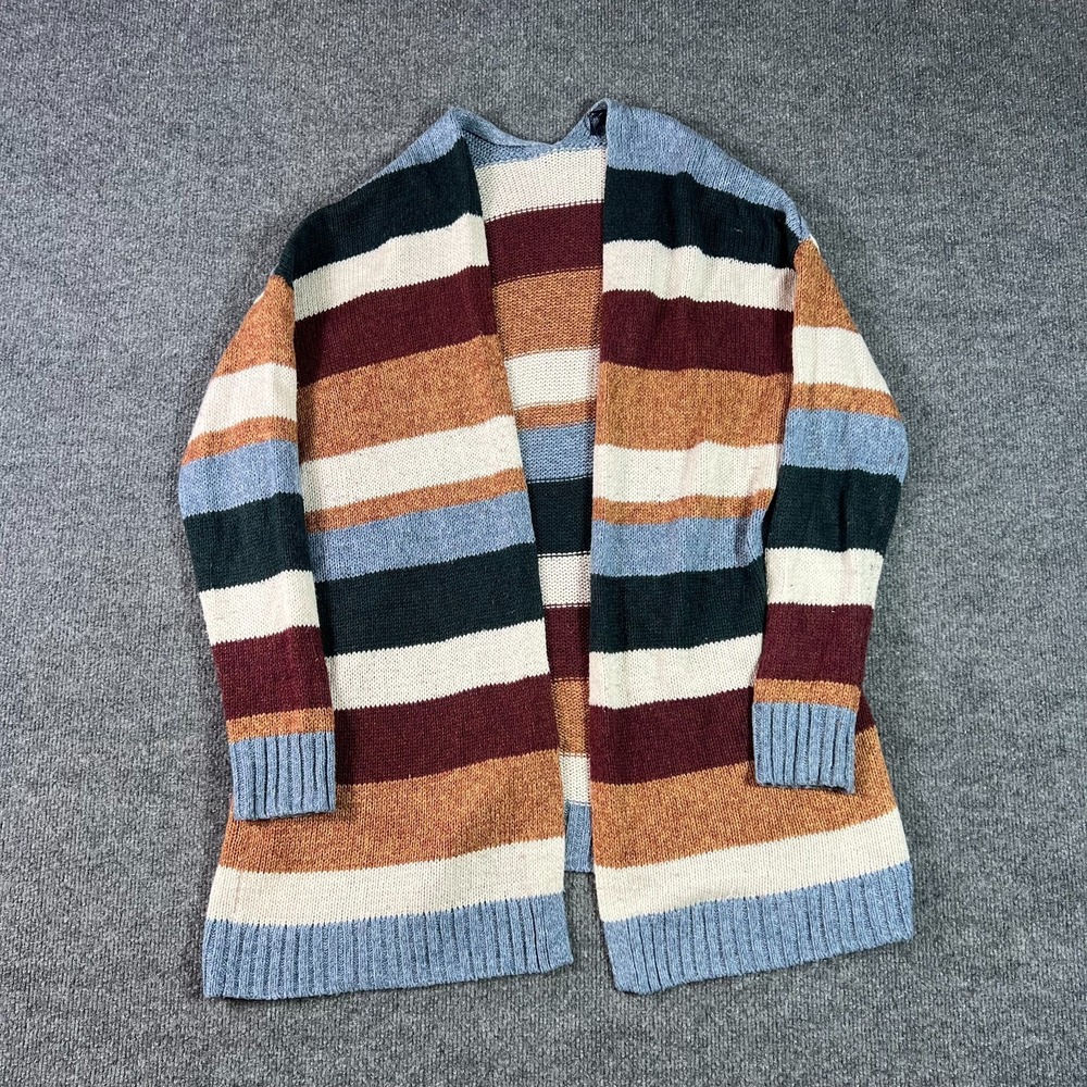 American Eagle Cardigan Sweater Womens Medium Multicolor Striped Knit Open Front